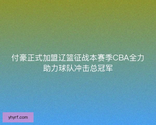 付豪正式加盟辽篮征战本赛季CBA全力助力球队冲击总冠军